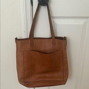 Madewell Brown Leather Tote with Front Pocket